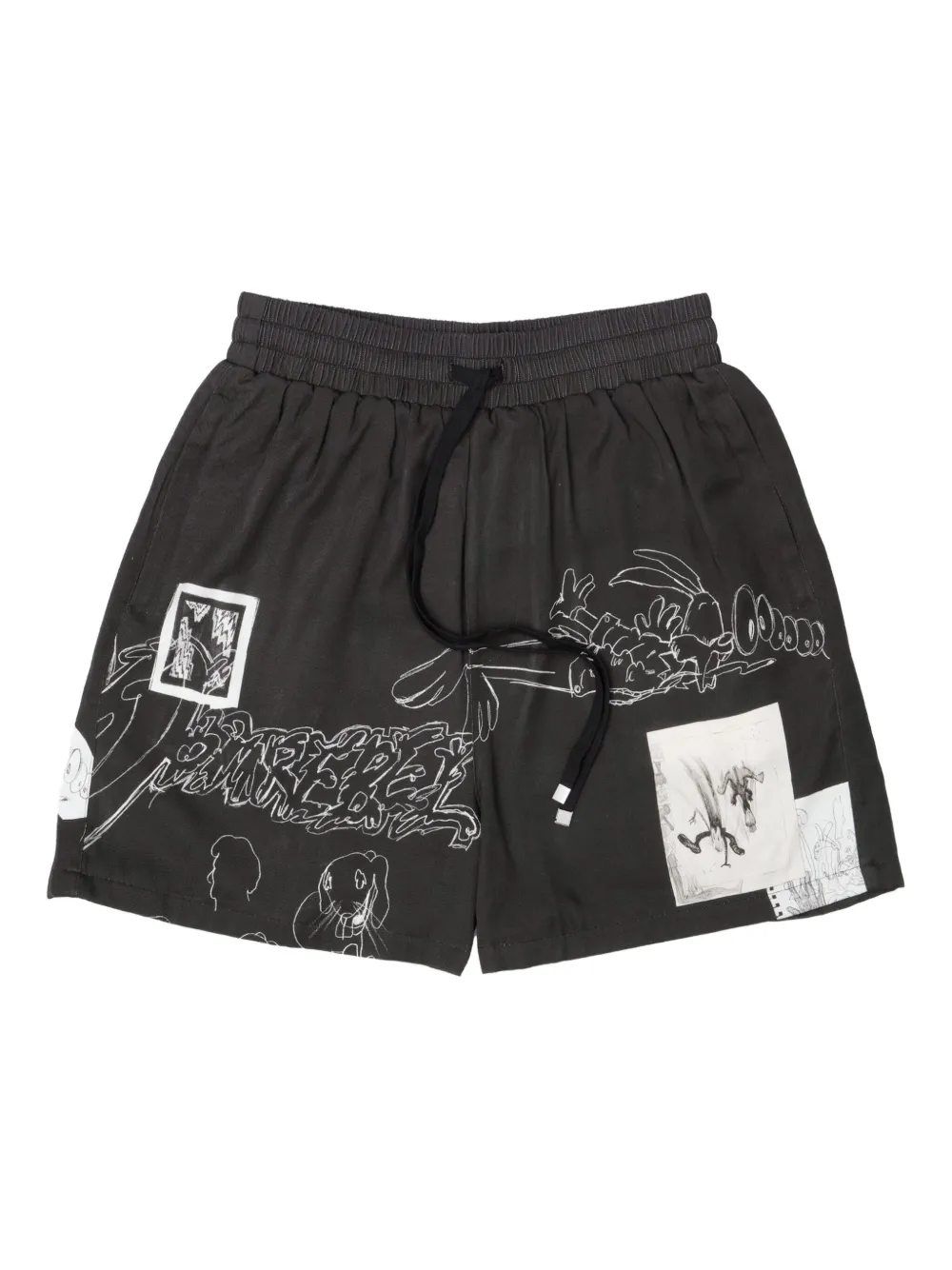 DOMREBEL graphic-print shorts | Black | Image 1