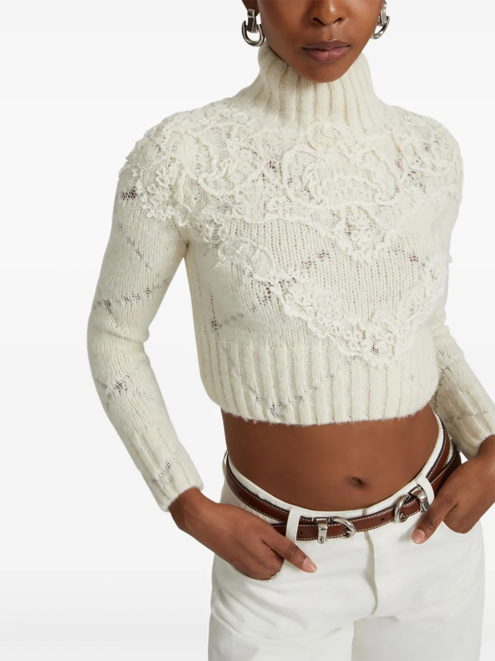 Ermanno Scervino lace-embellished diamond-pattern sweater | Knitted Sweaters | Image 2