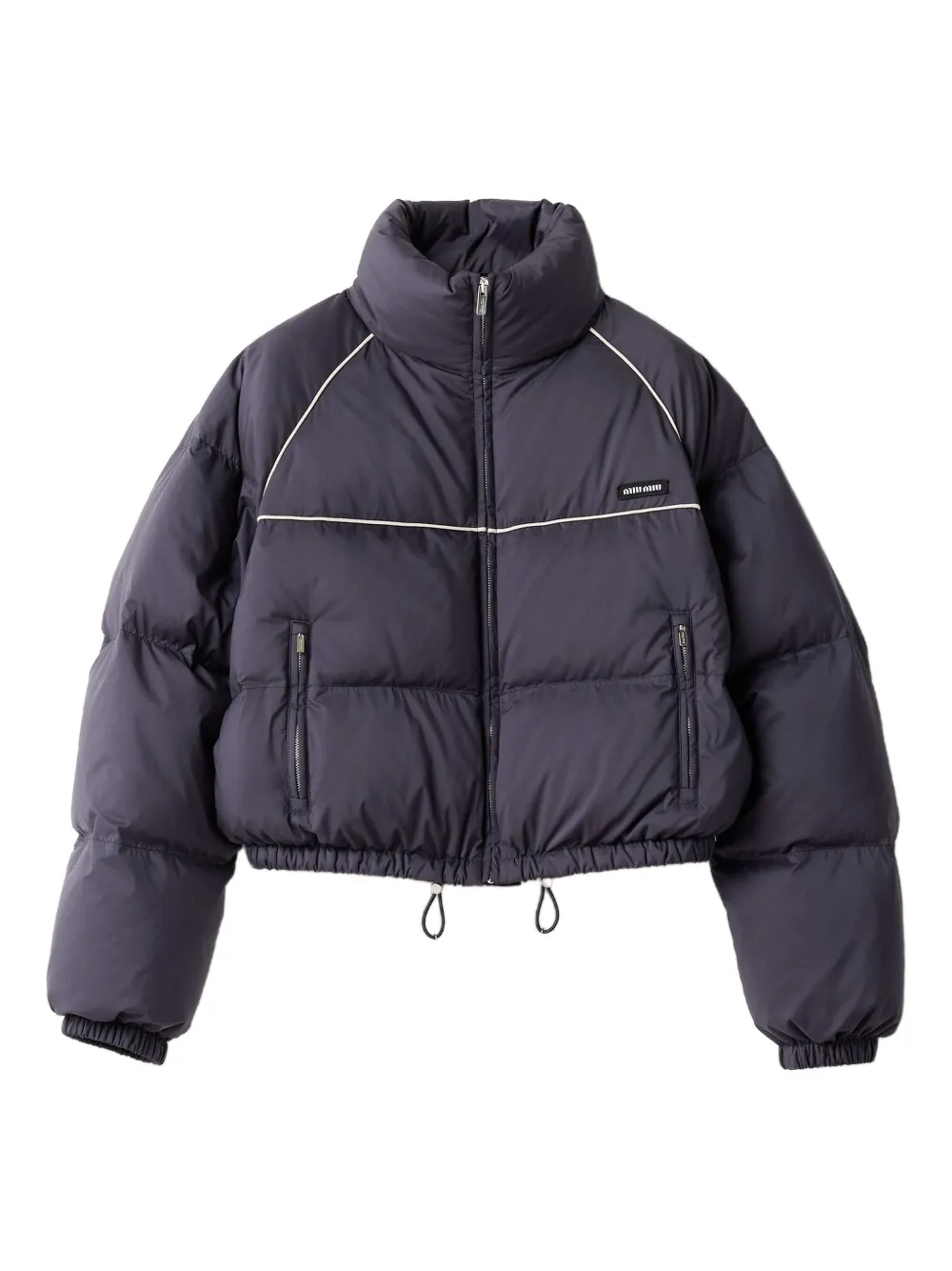 Miu Miu Padded Piped-trim Jacket In Blue