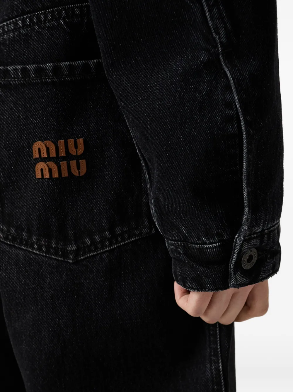 Miu Miu Long Sleeve Casual Denim Jacket In Black