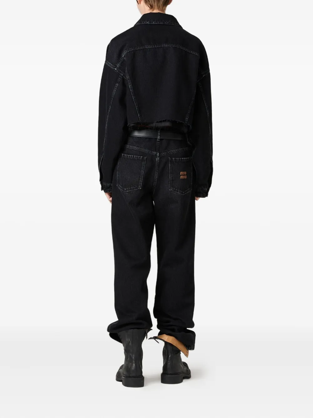 Miu Miu Long Sleeve Casual Denim Jacket In Black