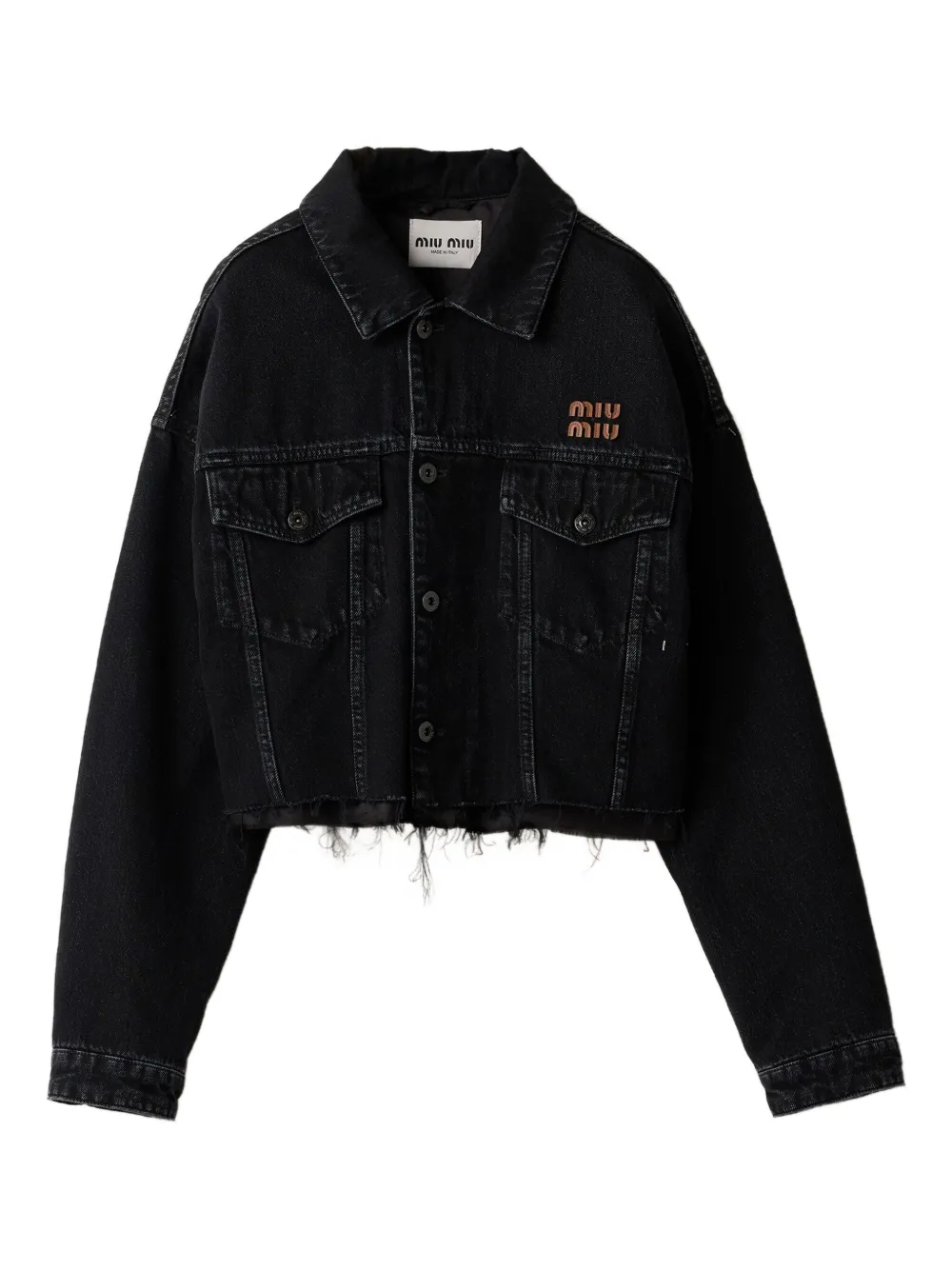 Miu Miu Long Sleeve Casual Denim Jacket In Black