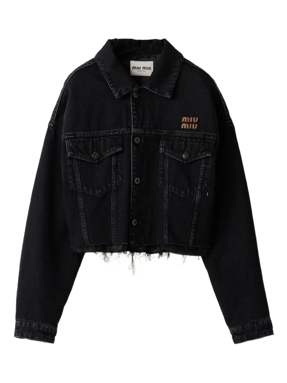 Miu Miu logo-patch denim jacket | Black | Image 1