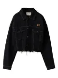Miu Miu logo-patch denim jacket - Black