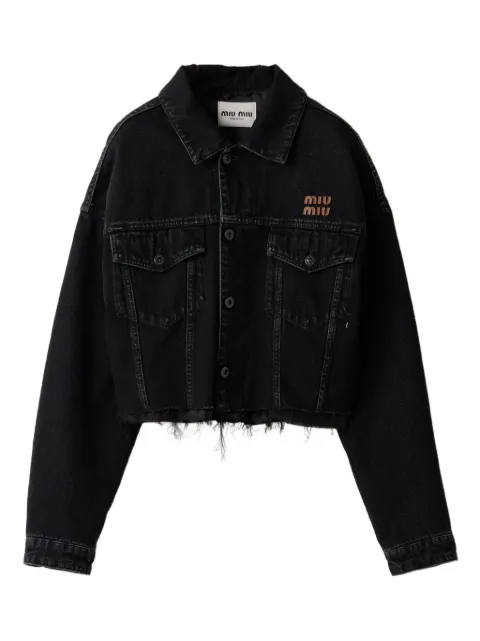 Miu Miu Jaqueta jeans com patch de logo