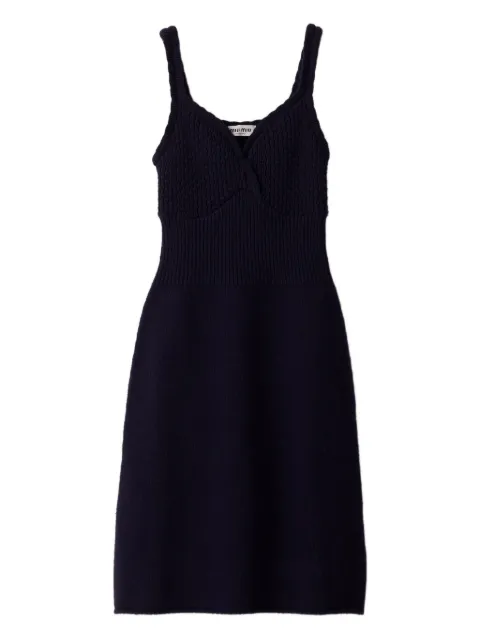 Miu Miu logo-detail knit mini dress