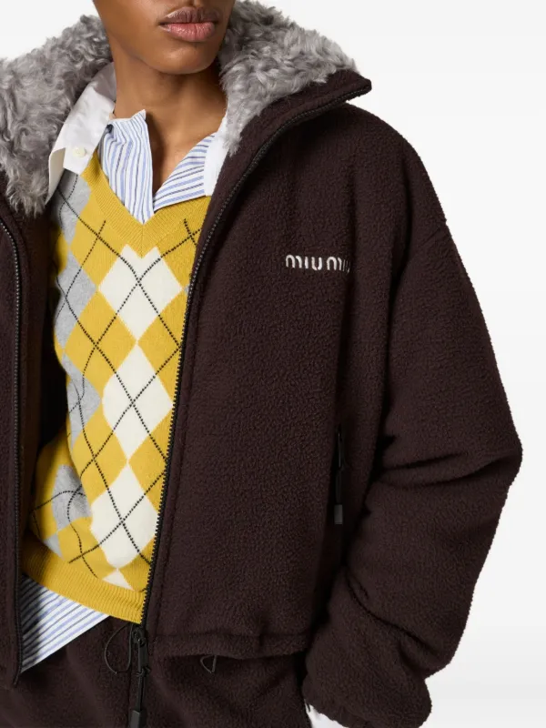 Miu Miu Fleece Down Jacket | Brown | FARFETCH