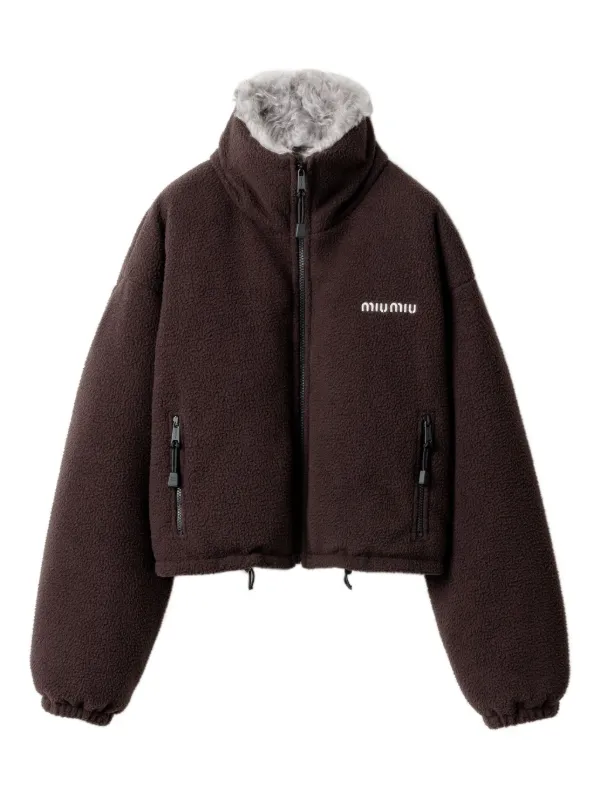Miu Miu Fleece Down Jacket | Brown | FARFETCH