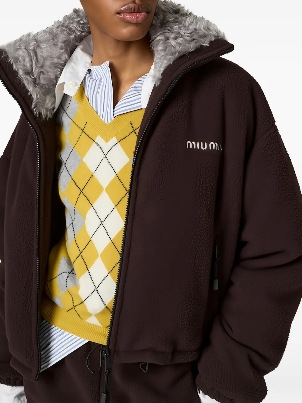 Miu Miu fleece down jacket - Marrone