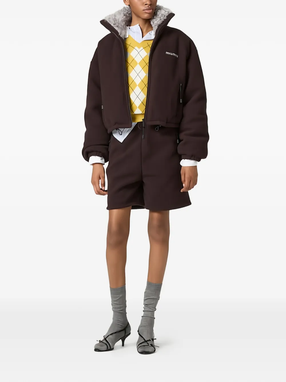 Miu Miu fleece down jacket - Marrone