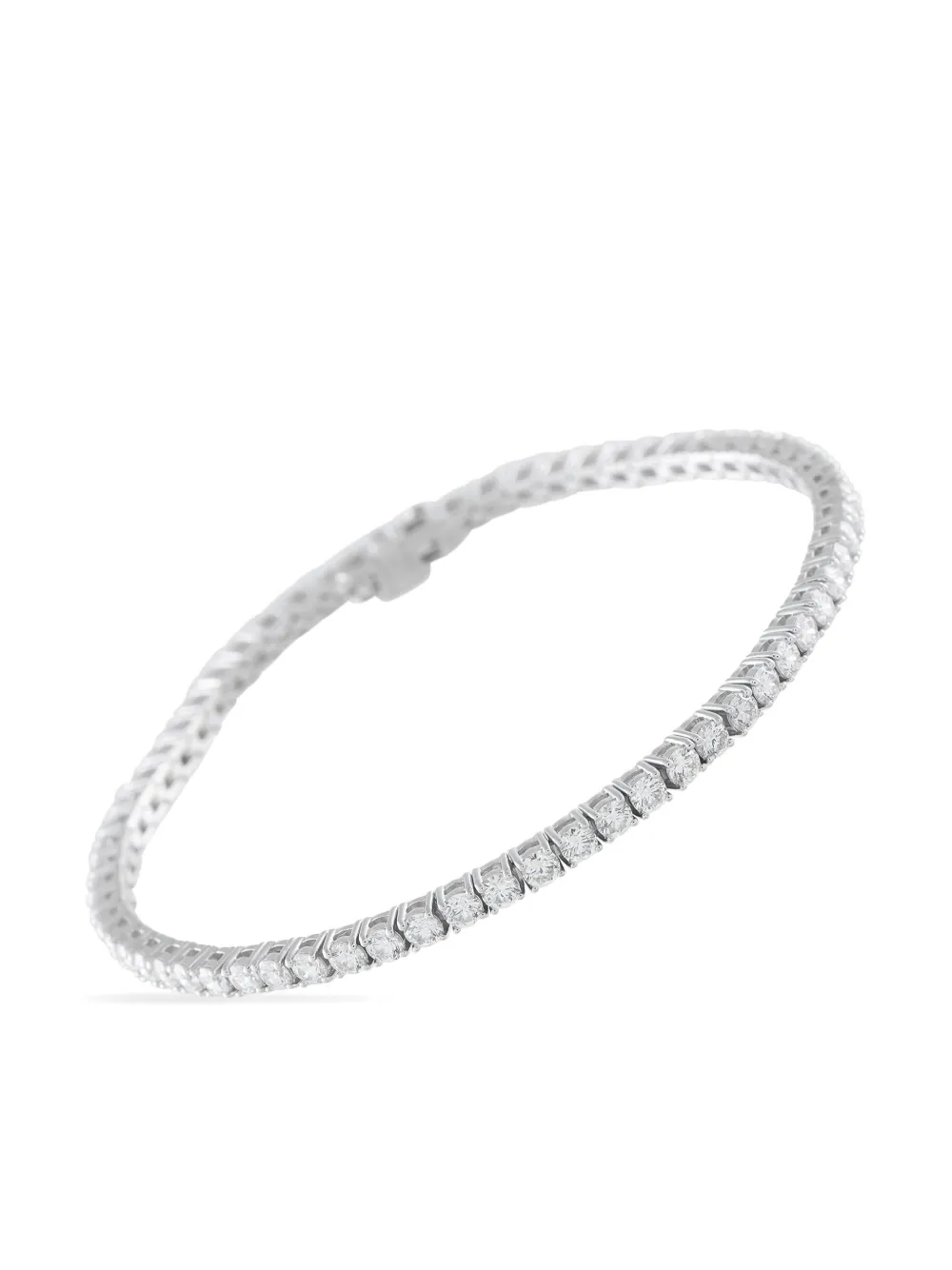 Pre-owned Lb Exclusive 14k White Gold Diamond Tennis Bracelet In Silver