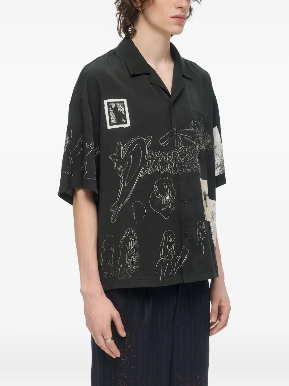 Domrebel Camp-collar Shirt In Black