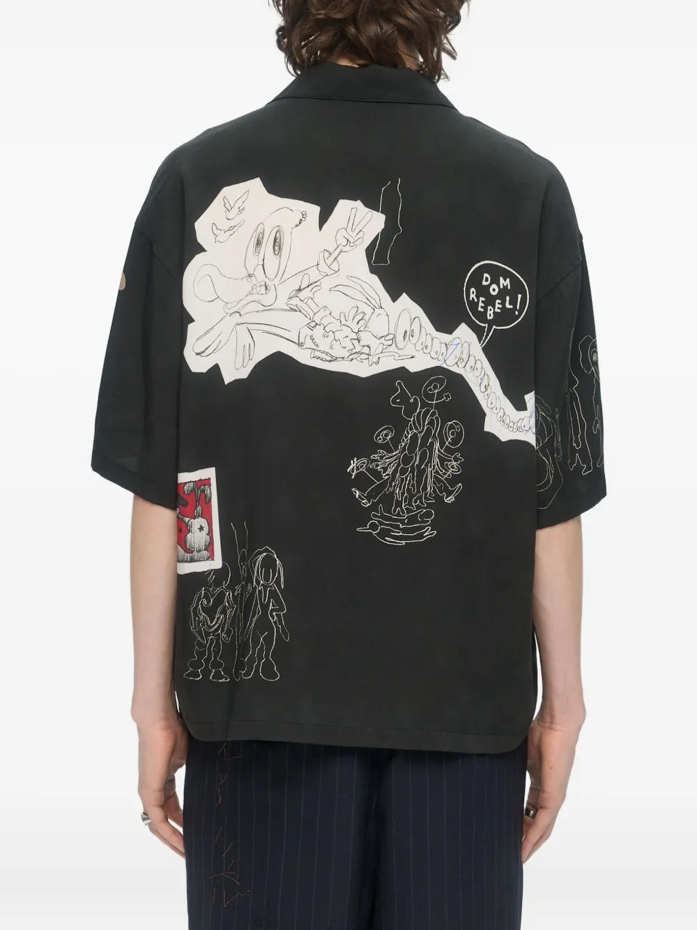 Domrebel Camp-collar Shirt In Black