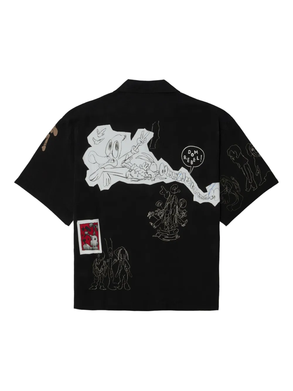 Domrebel Camp-collar Shirt In Black