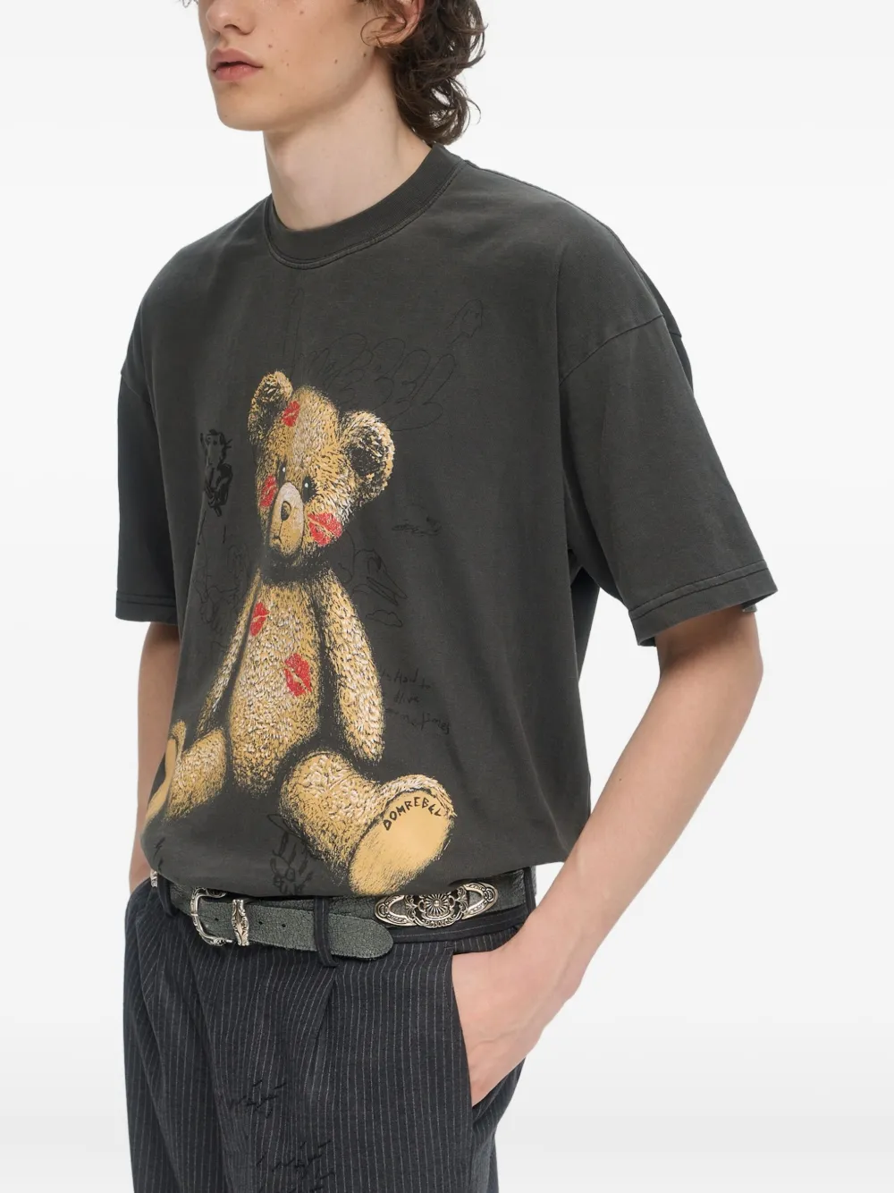 Domrebel Cotton Teddy Print Kiss T-shirt In Black