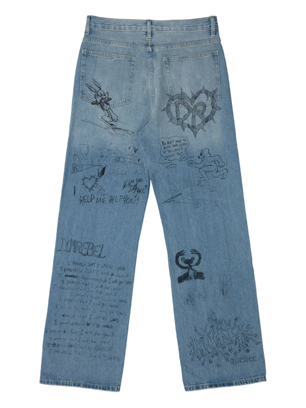 Domrebel Graphic-print Straight-leg Trousers In Blue