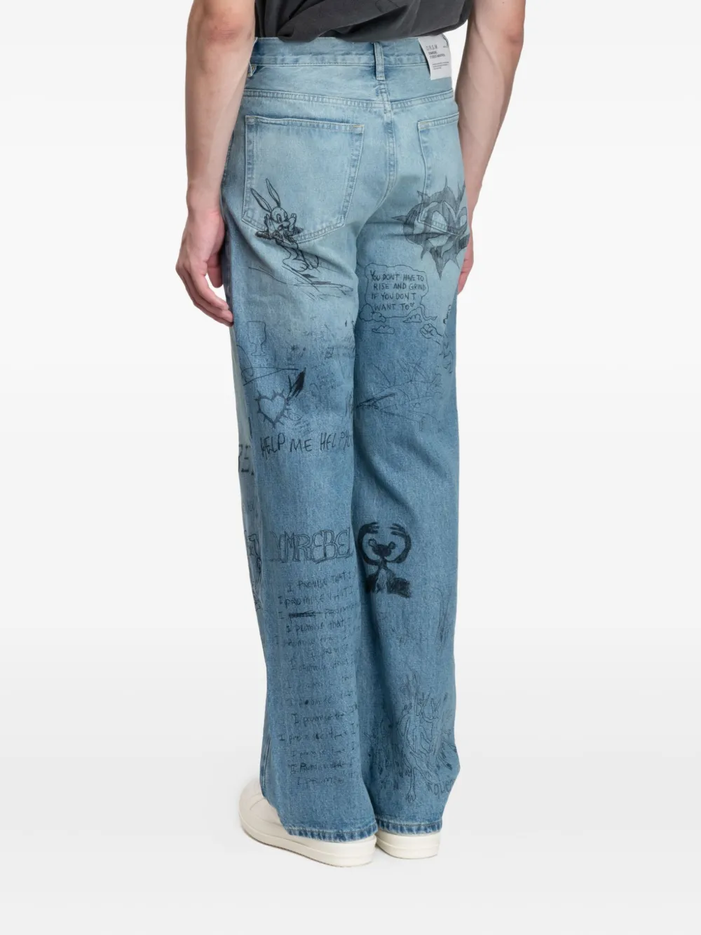 Domrebel Graphic-print Straight-leg Trousers In Blue