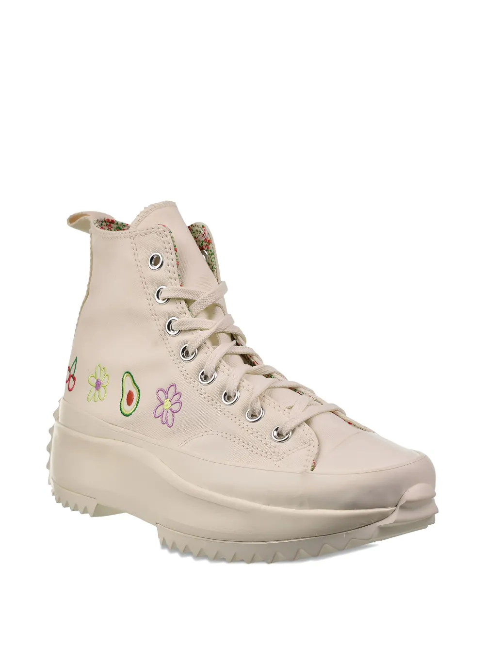 Converse Run Star Hike Platform Hi "Embroidered Fruits & Florals Beige" sneakers
