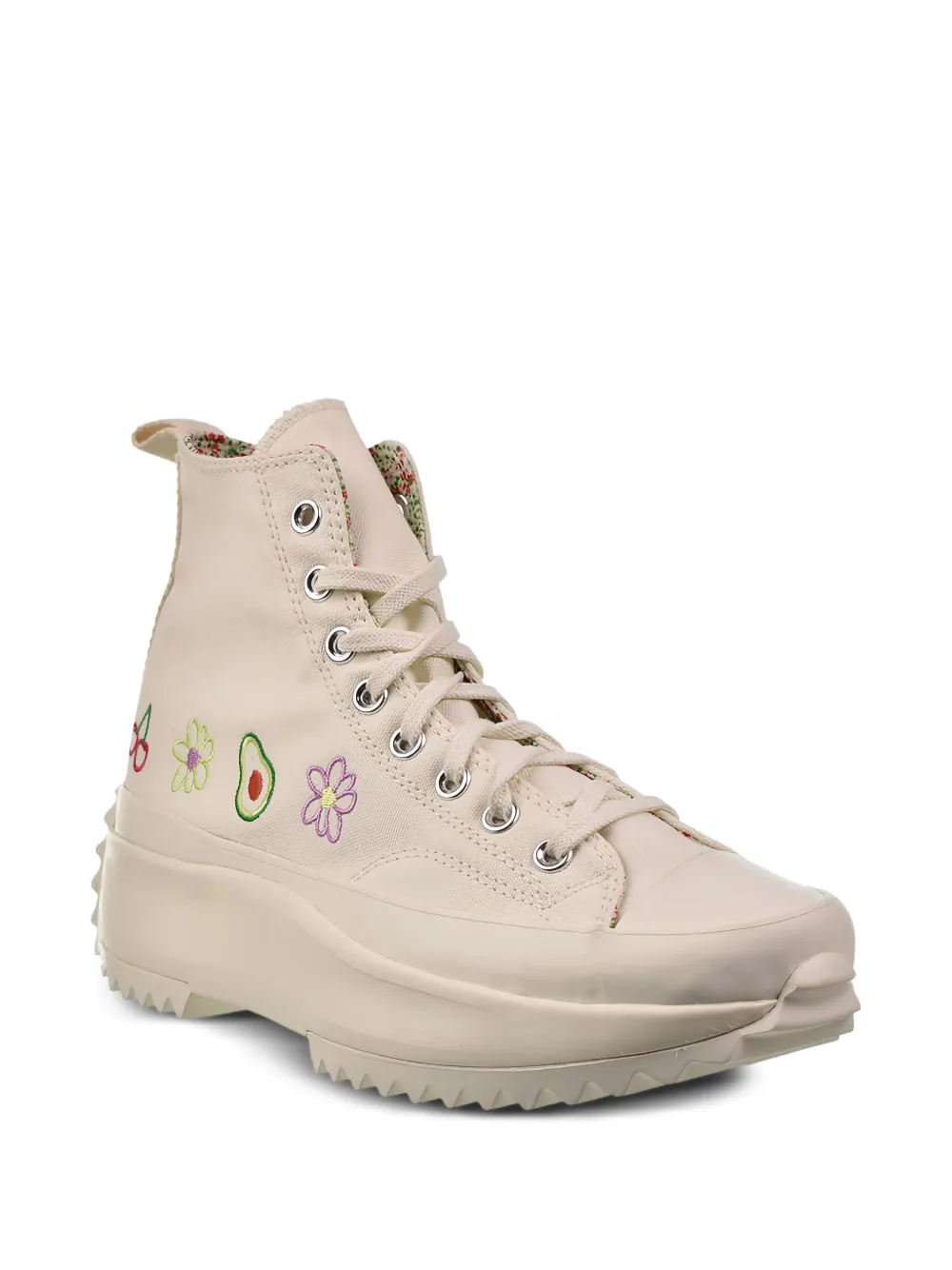 Converse Run Star Hike Platform Hi "Embroidered Fruits & Florals - Beige" sneakers | Hi-Tops | Image 2