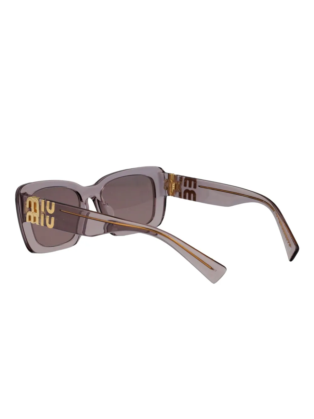 Miu Miu Logo-plaque Rectangle-frame Sunglasses In Pink