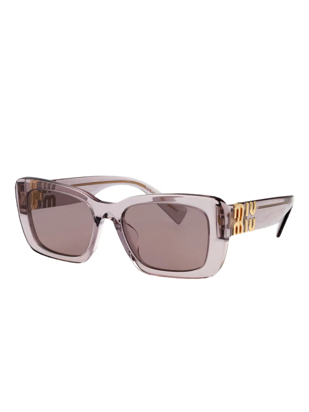 Miu Miu Eyewear logo-plaque rectangle-frame sunglasses - Beige