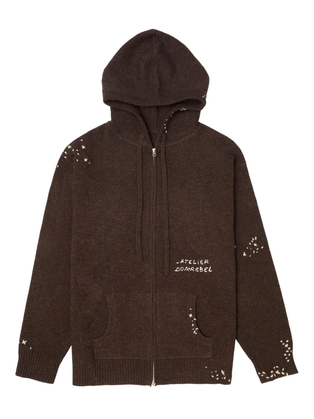 DOMREBEL embroidered zip-up hoodie - Brown