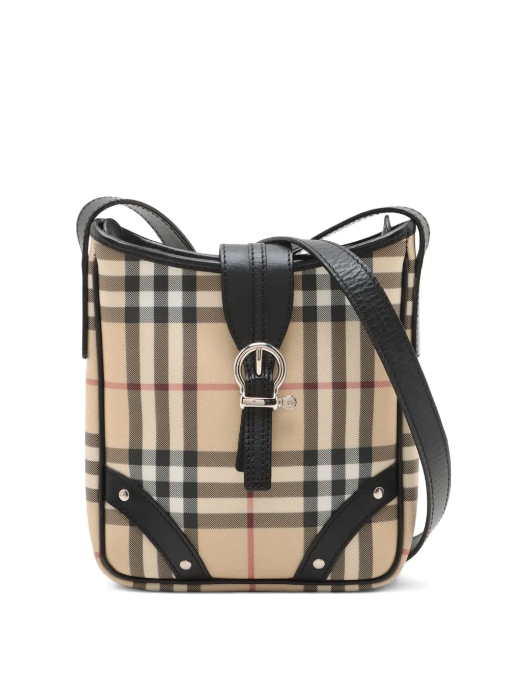 Pre-owned Burberry 2000-2015s Check Pattern Shoulder Bag In Neutral