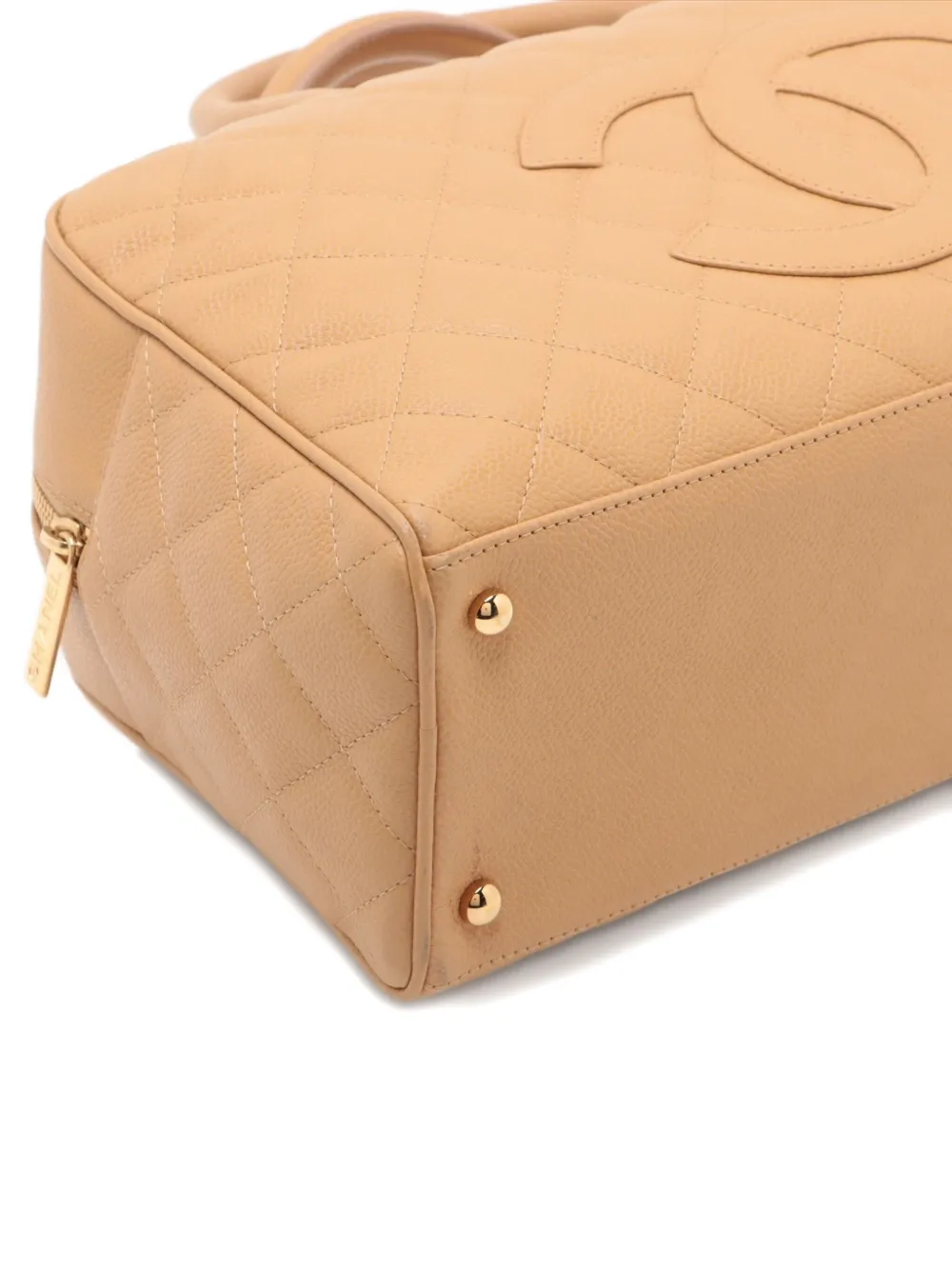 Pre-owned Chanel 2003-2004 Cc Mark Quilted Tote Bag In Neutral