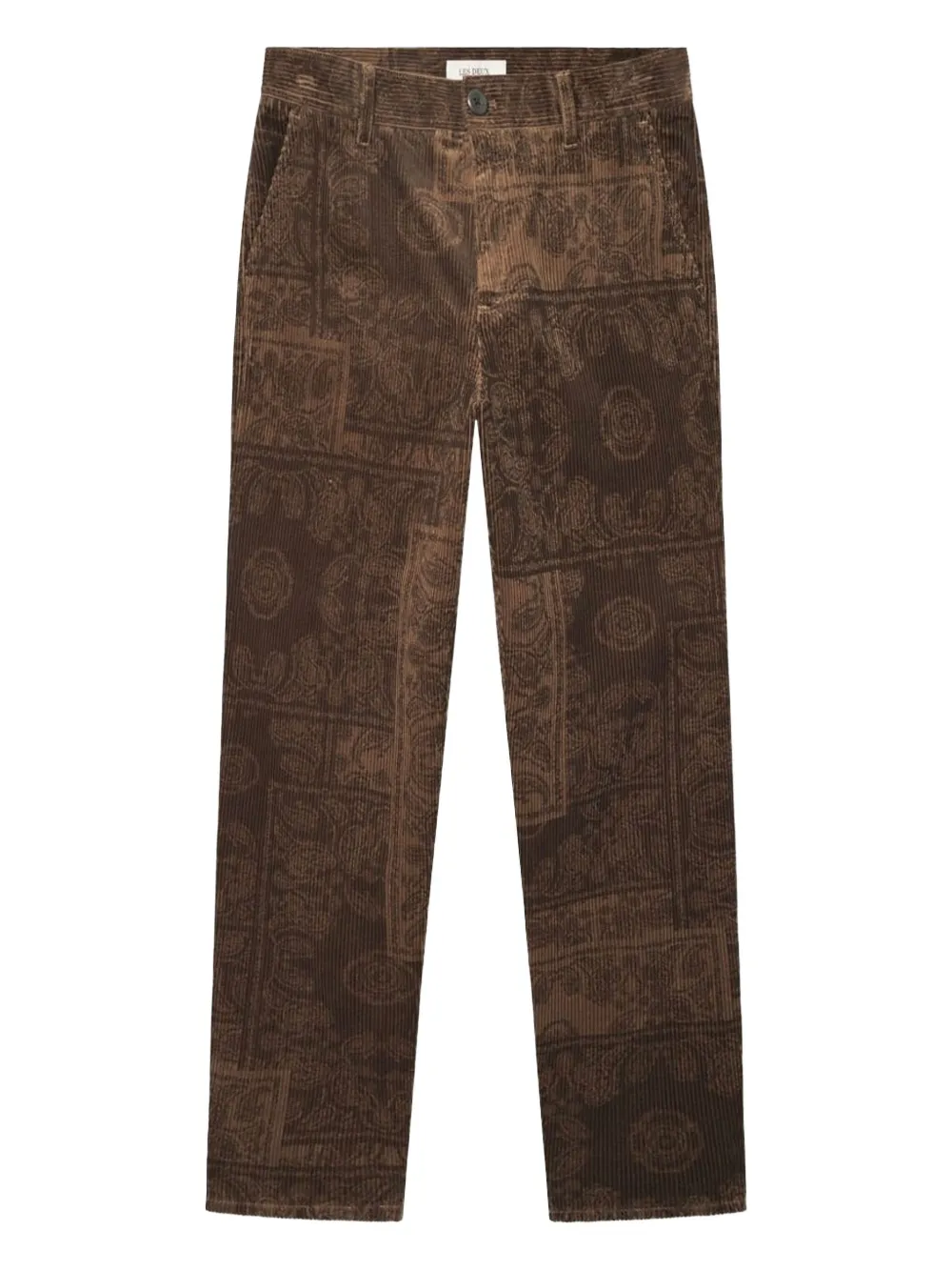 Les Deux Kody Paisley-pattern Corduroy Trousers In Brown
