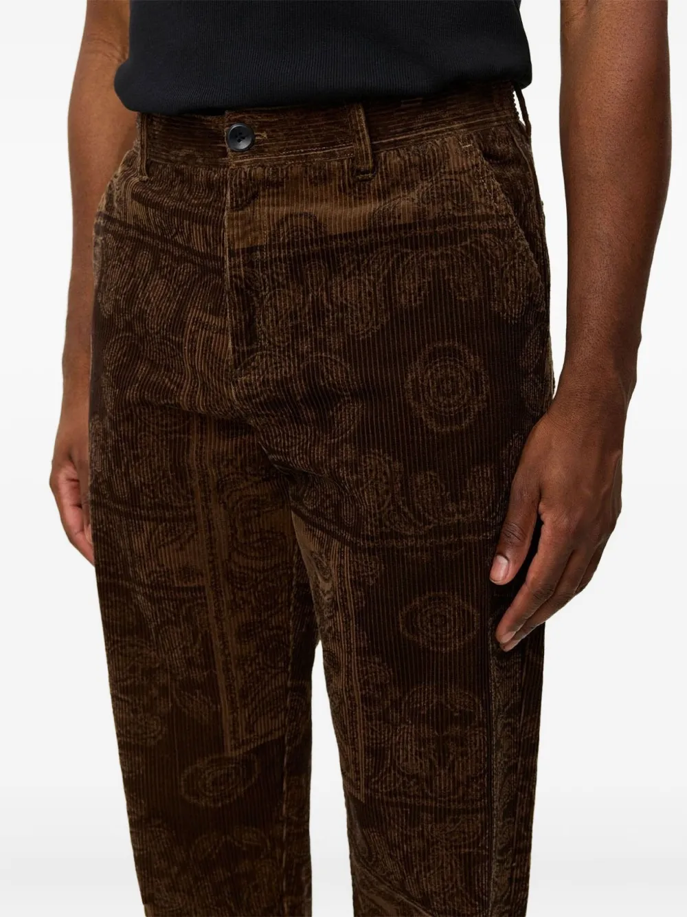 Les Deux Kody ribfluwelen broek met paisley-patroon - Bruin