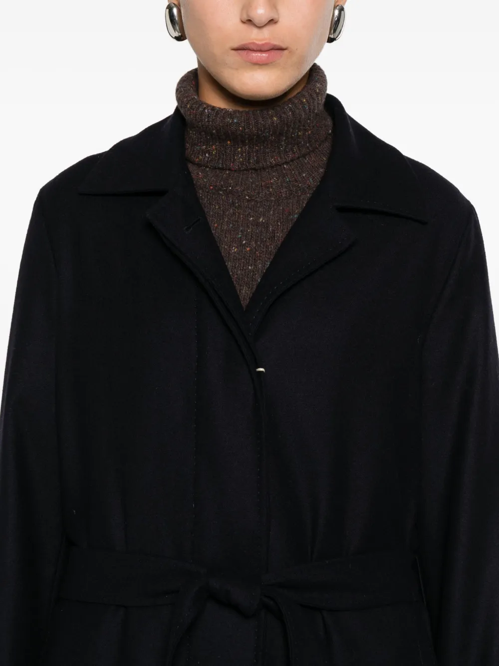 Herno Notched-lapels Belted Coat In Black