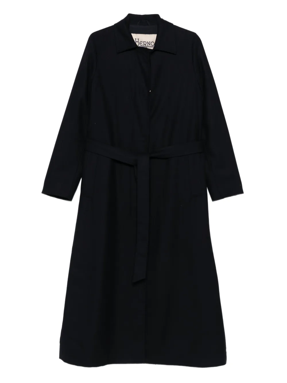 Herno notched-lapels belted coat | Black | Image 1
