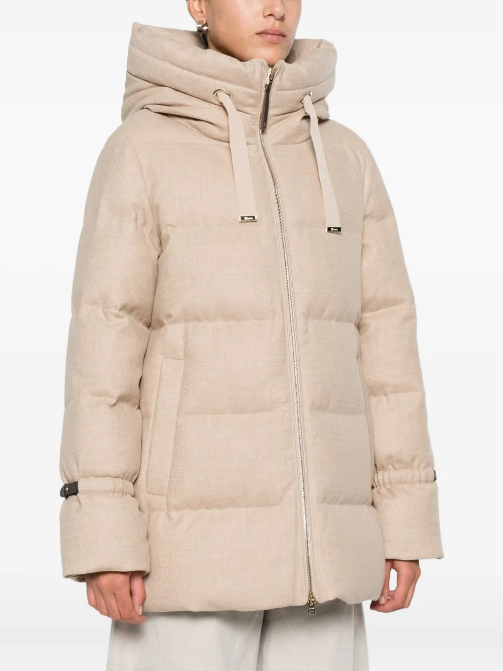 Herno Quilted Hooded Coat In Neutral