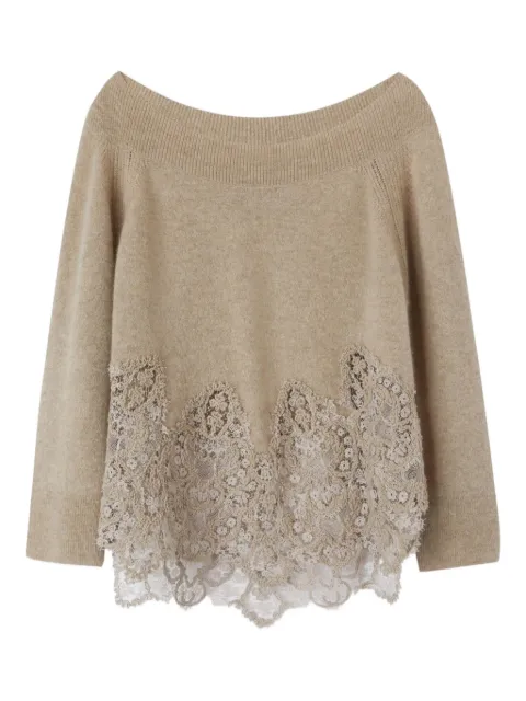 Ermanno Scervino wide-necklace lace sweater