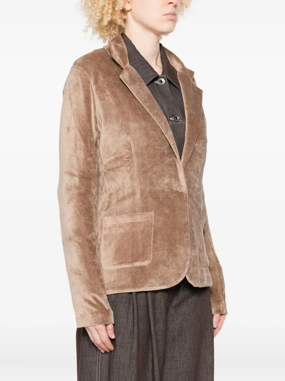 Majestic Single-breasted Fitted Jacket In Brown
