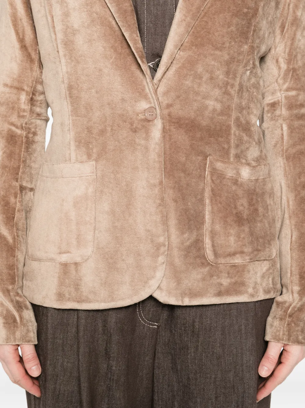 Majestic Single-breasted Fitted Jacket In Brown