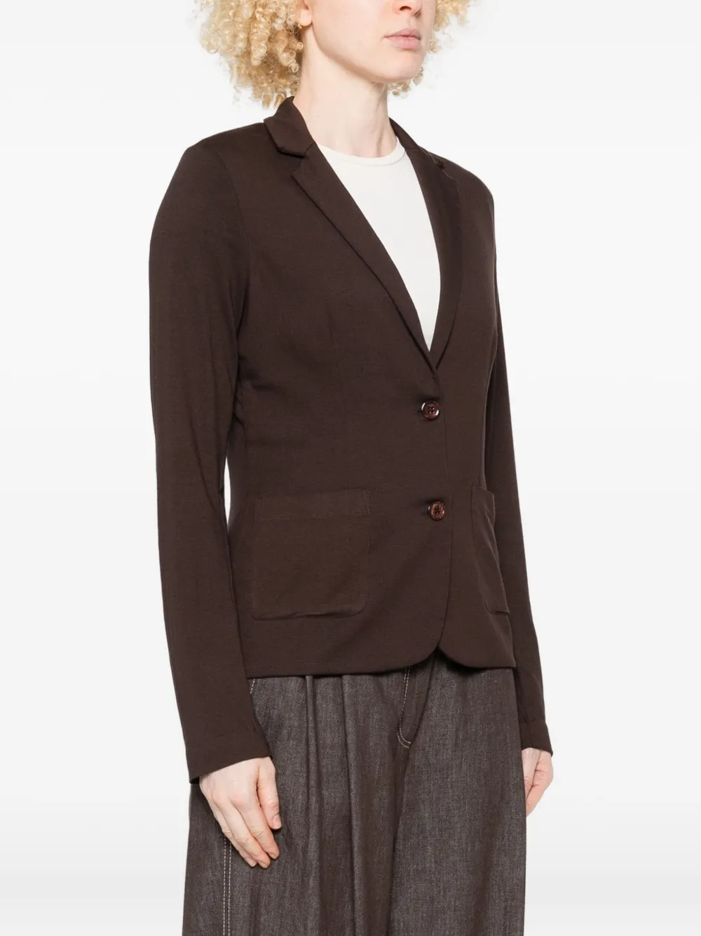 Majestic Single-breasted Fitted Jacket In Brown