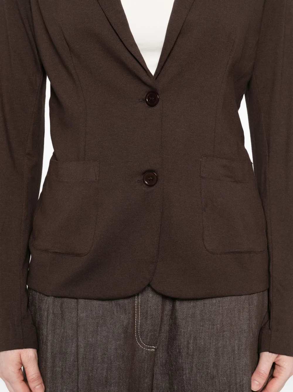 Majestic Single-breasted Fitted Jacket In Brown