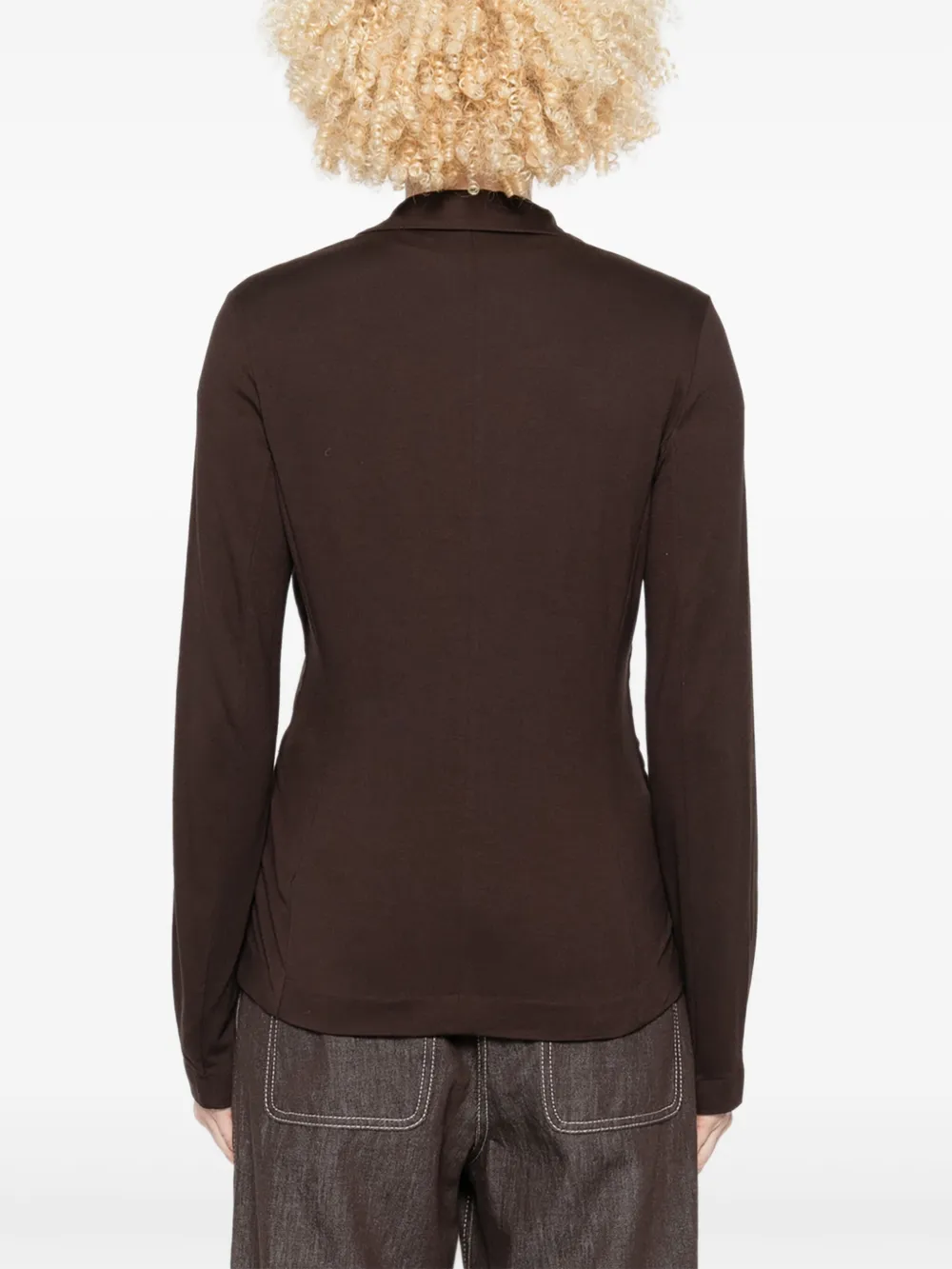 Majestic Single-breasted Fitted Jacket In Brown