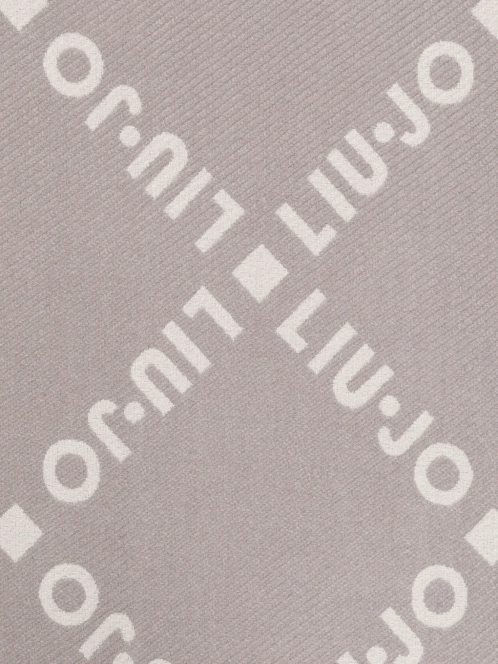 Liu •jo Logo-pattern Fringed Scarf In Gray