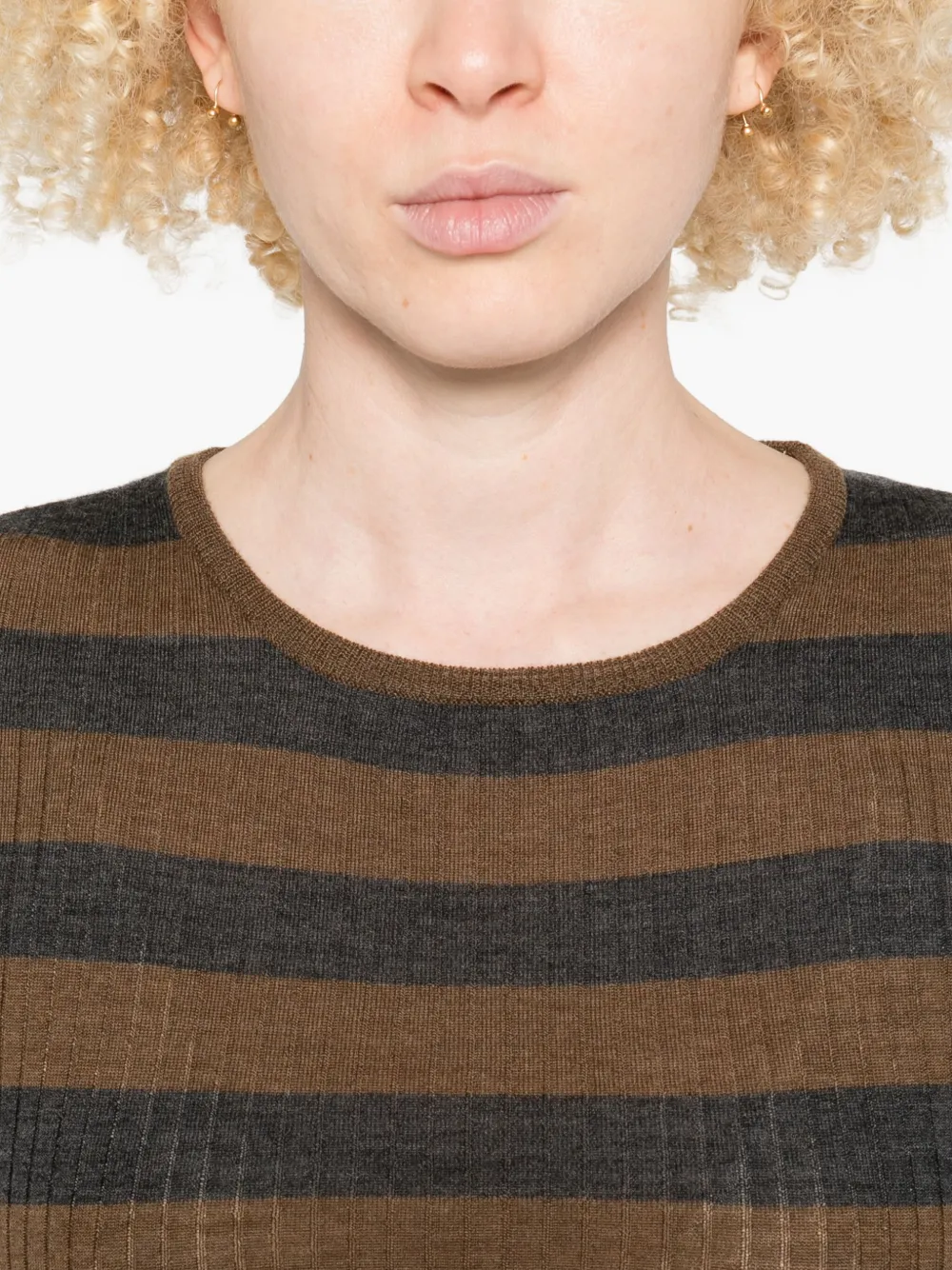 Majestic Striped Sweater In Brown