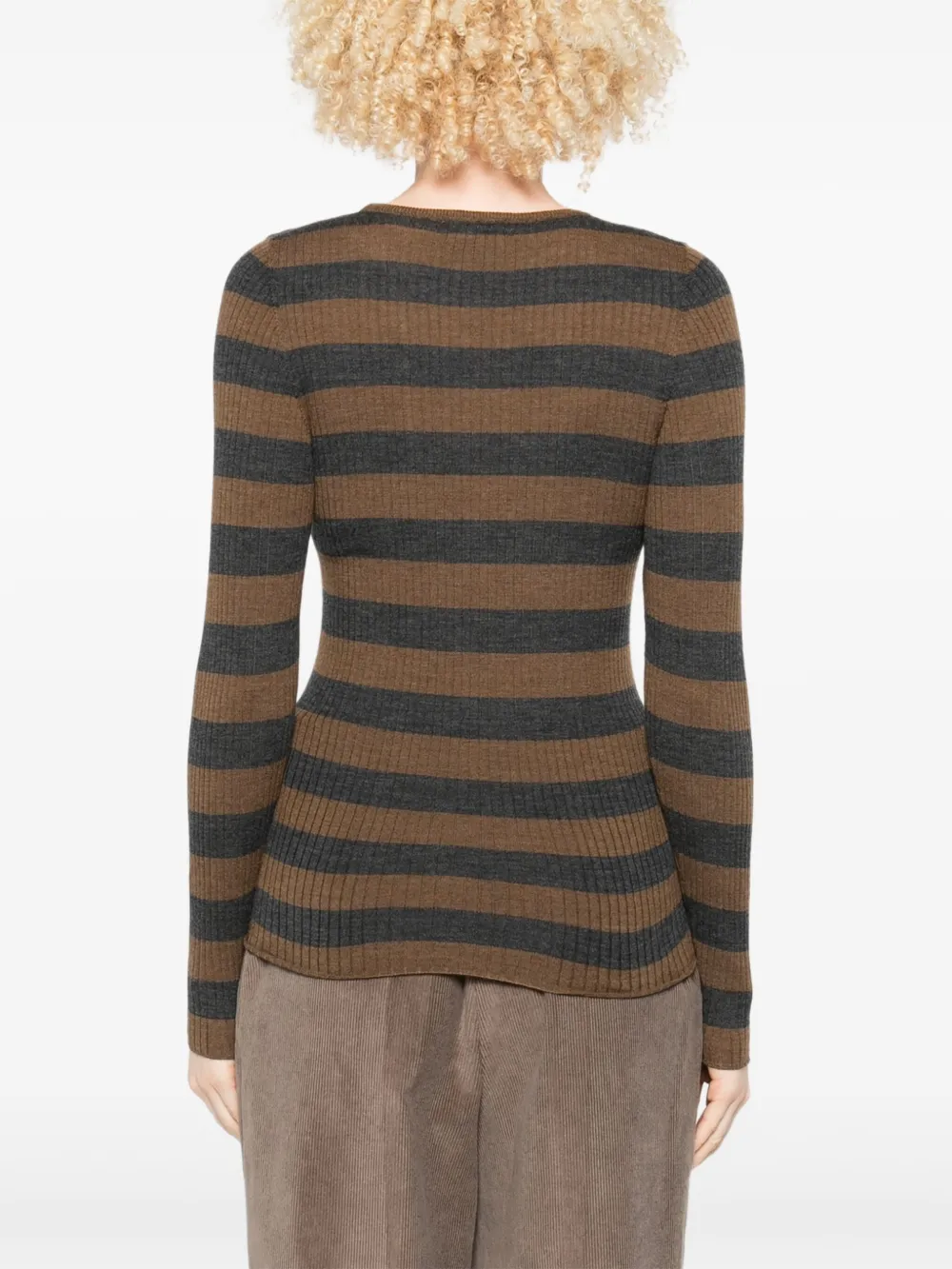 Majestic Striped Sweater In Brown