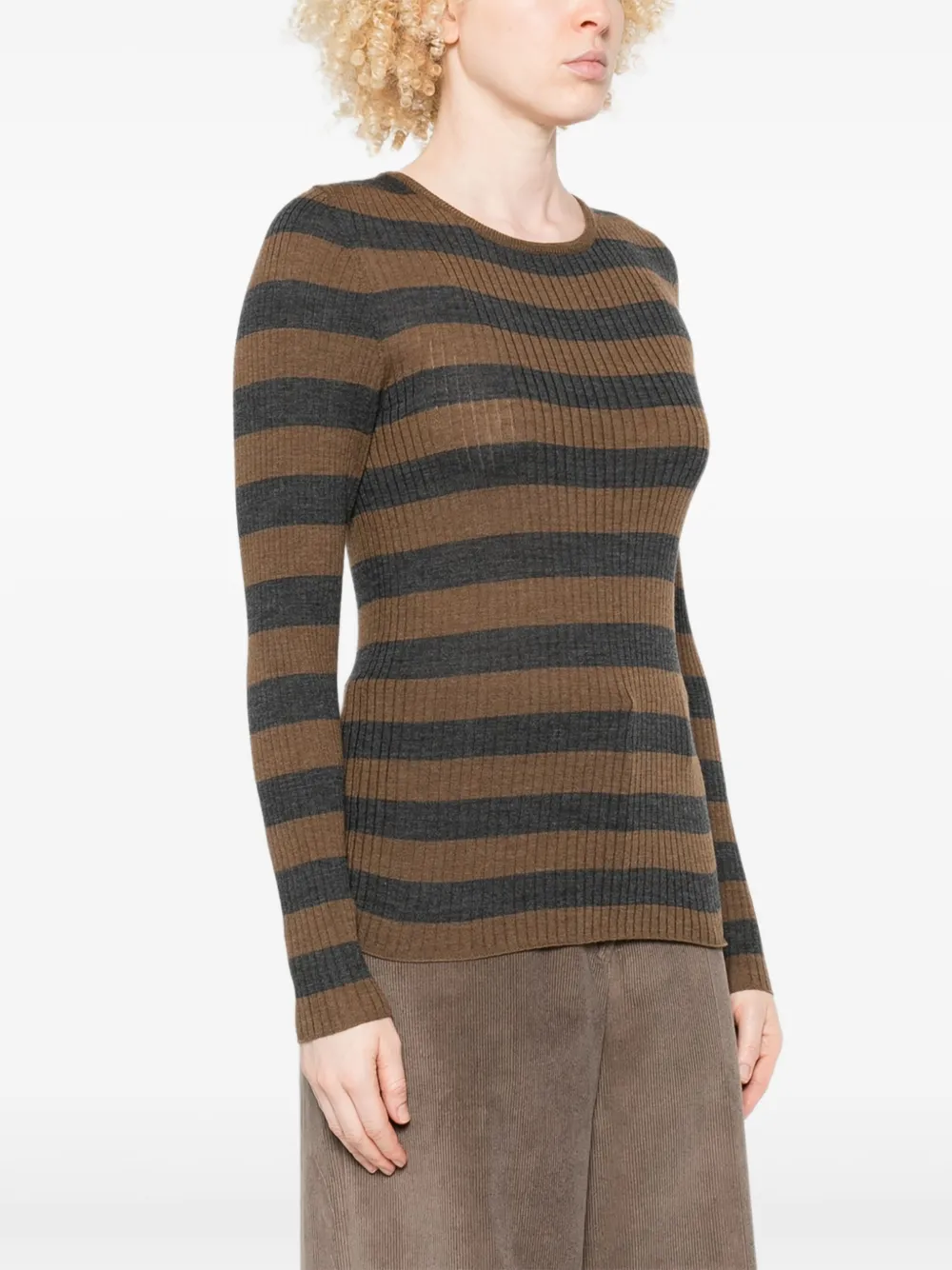 Majestic Striped Sweater In Brown