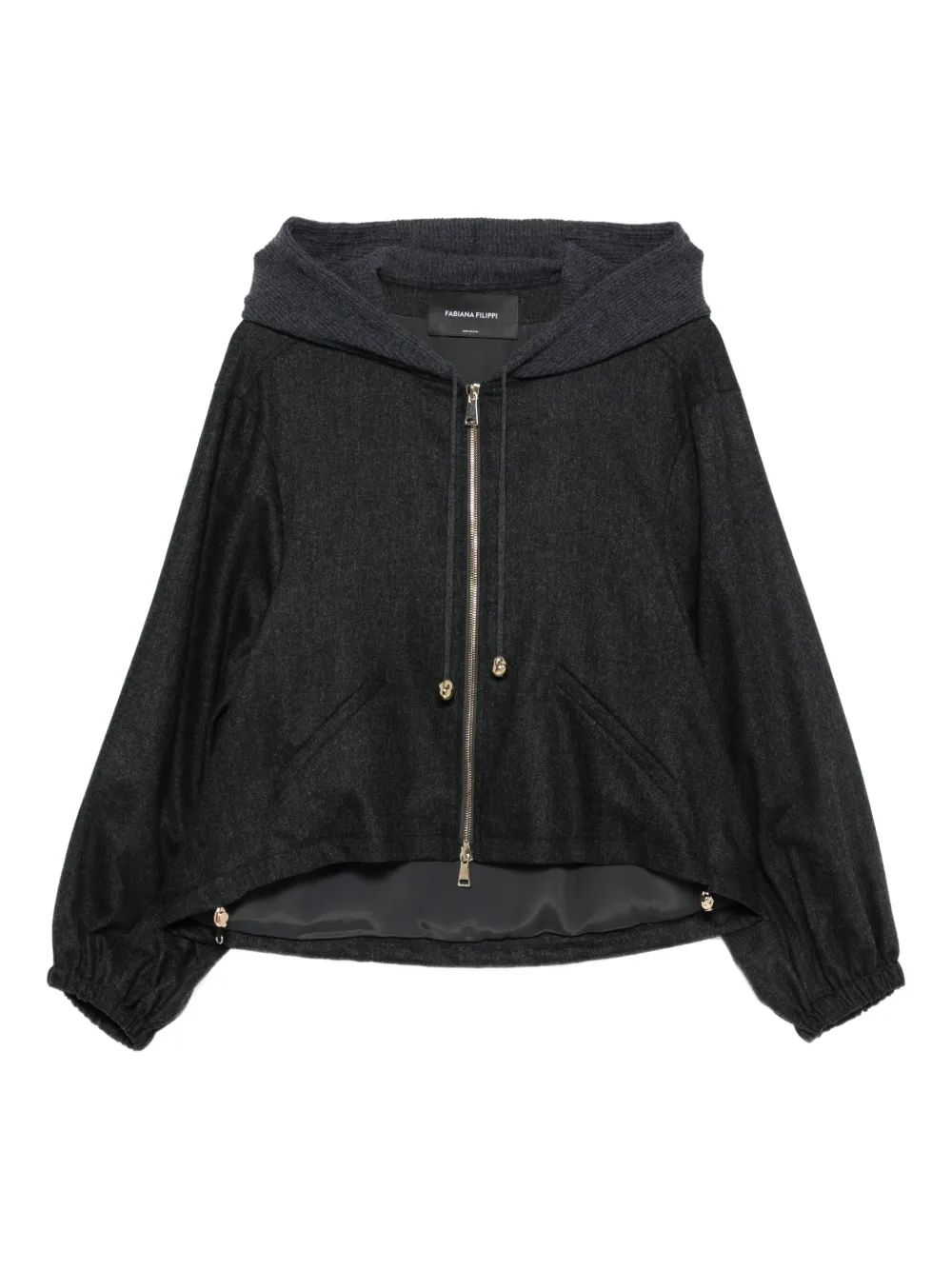 Fabiana Filippi hooded zip-front jacket | Black | Image 1