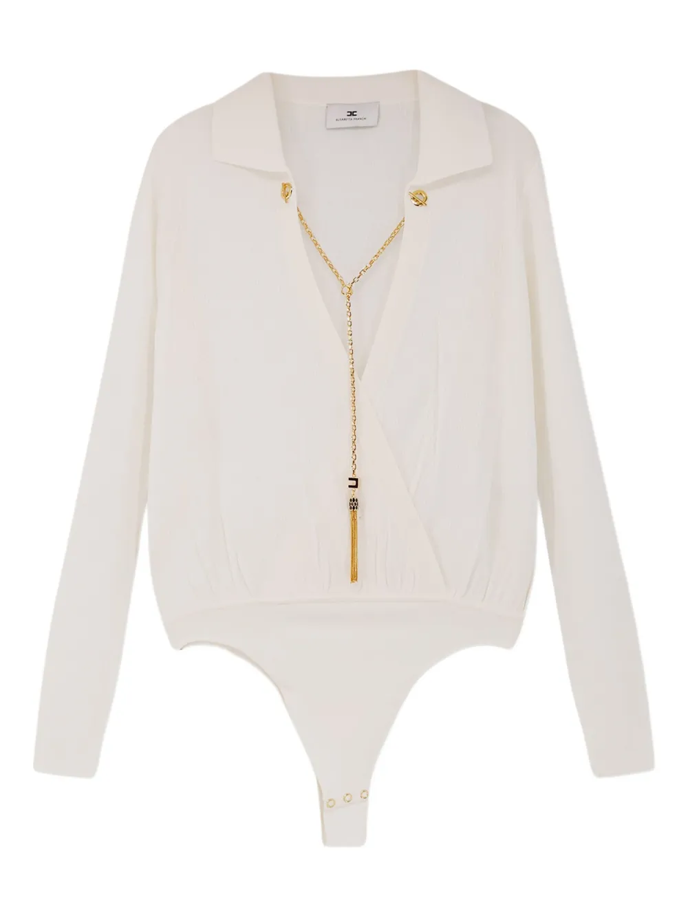 Elisabetta Franchi chain-embellished ribbed bodie | Neutrals | Image 1