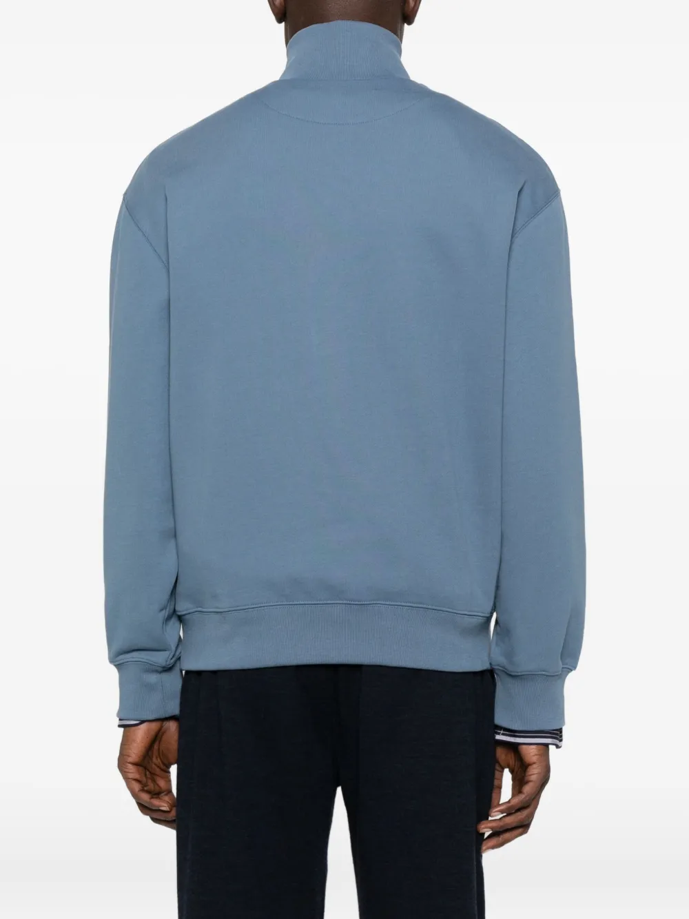 Maison Kitsuné Sweater met vossenkop en halve rits Blauw