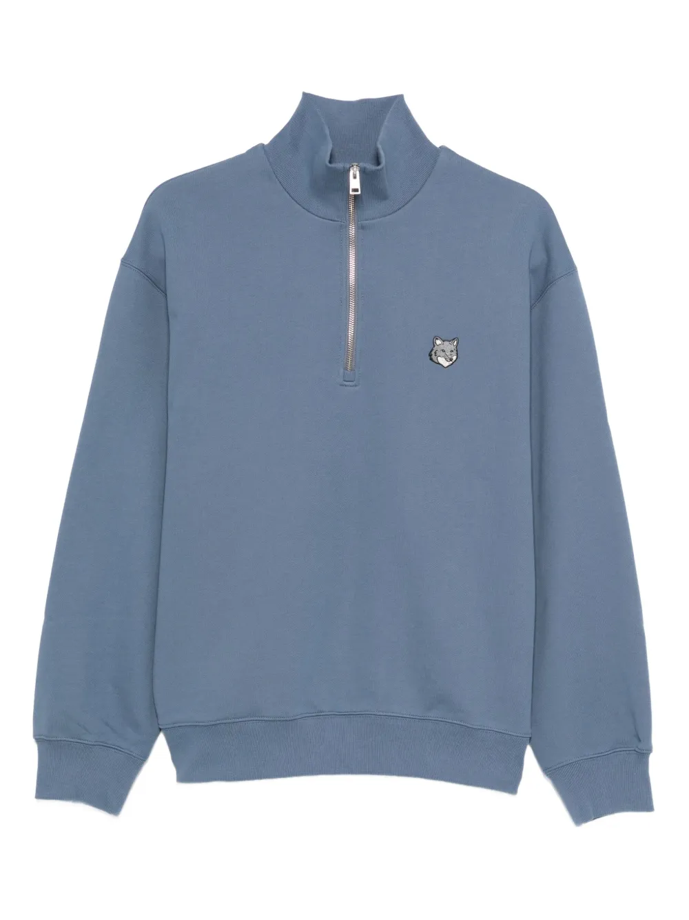Maison Kitsuné フォックスヘッド ハーフジップ スウェットシャツ - ブルー Maison Kitsuné フォックスヘッド ハーフジップ スウェットシャツ - ブルー