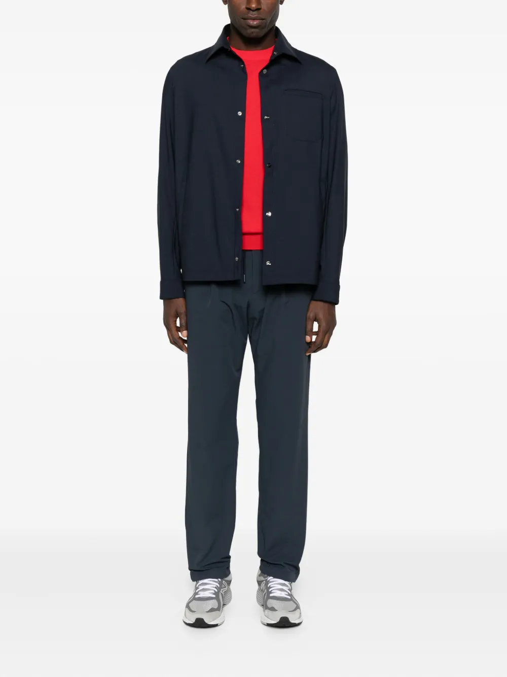 Herno pleated drawstring straight-leg trousers - Blauw