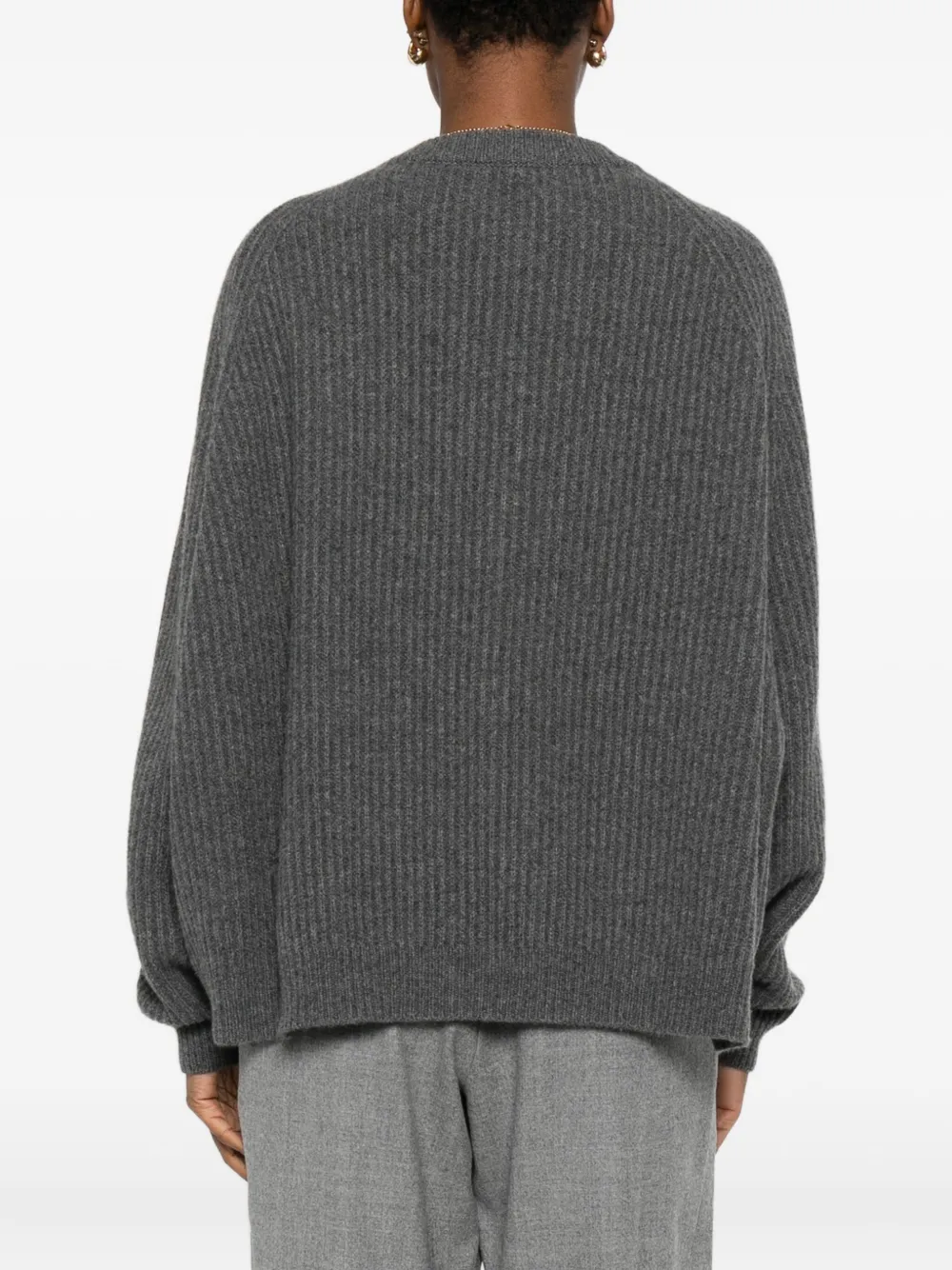 Dusan Geribbelde sweater met ronde hals Grijs