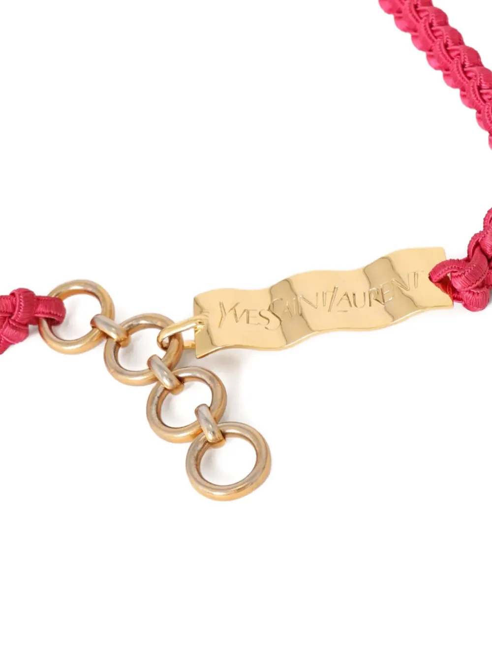 Pre-owned Saint Laurent 1993 Braided-cord Logo-plaque Belt In Gold
